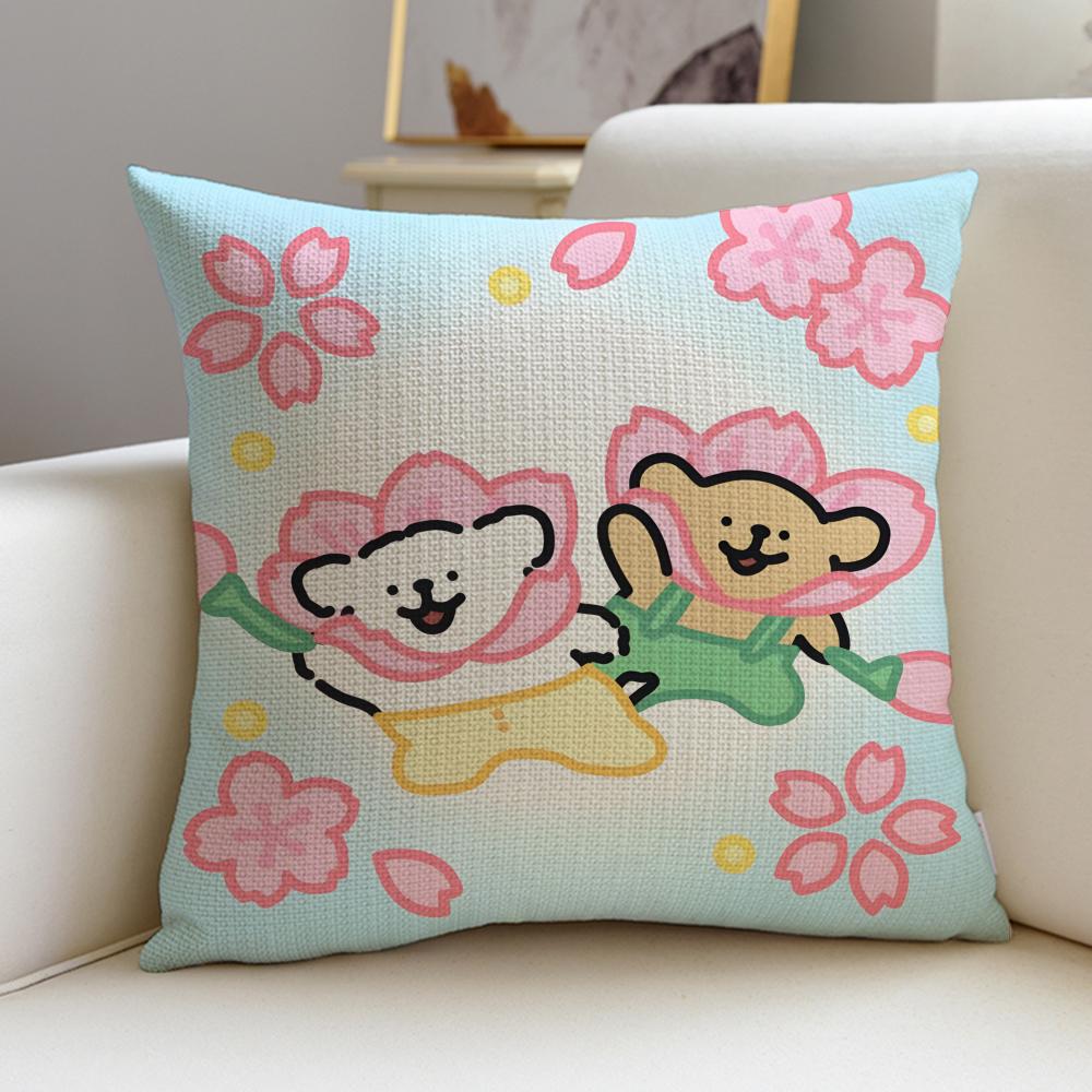 Friendly LLine Friends PuppyS Cushion Cover Breathable and Skinfriendly Linen Pillowcase Square Removable and Washable Cushion