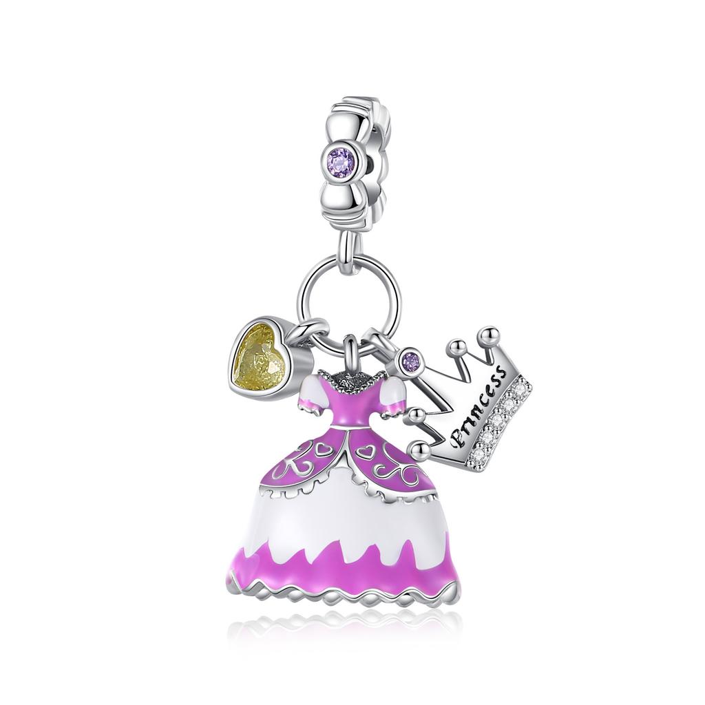 Copper Metal Princess Crown Charm Bead Component Cake Trojan Bead Component Pendant Bead Component Compatible With Authentic Original Necklace