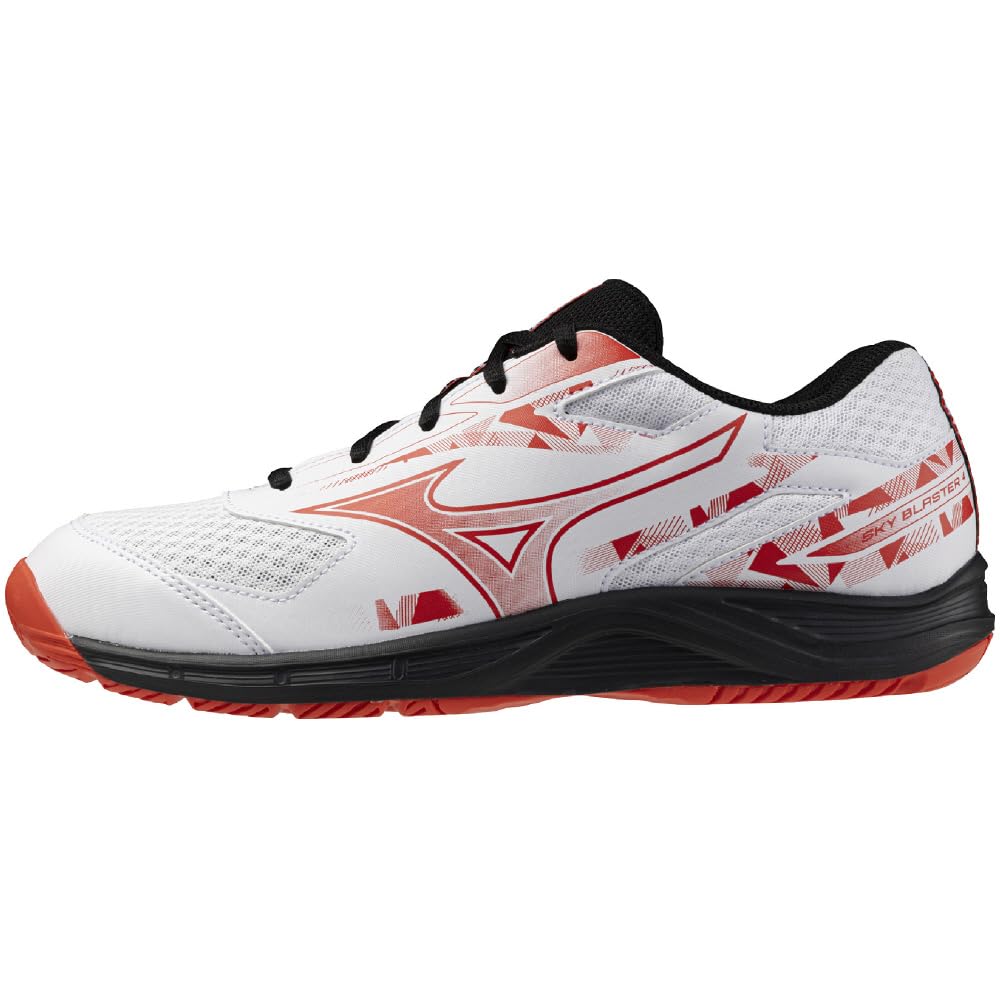 

Mizuno Sky Blaster 4 Badminton Entry Size 3E Shoes, Gym, Lightweight, Cushioned, Level, Beginner, White/Red/Black, 23.5 cm,