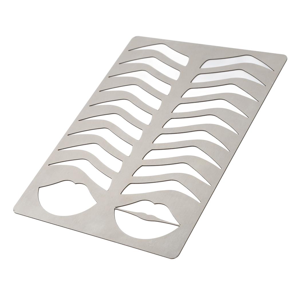 Eyebrow Lip Stencils Brushed Silver Thickened Stainless Steel Reusable Eyebrow Practice Template Makeup Shaper
