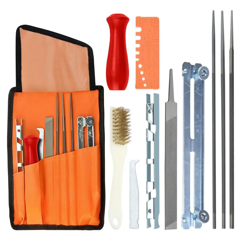 13Pcs 4.0/4.8/5.5mm Saw Chain and File Sharpening Kit for Cutting, Trimming, and Shaping Wood