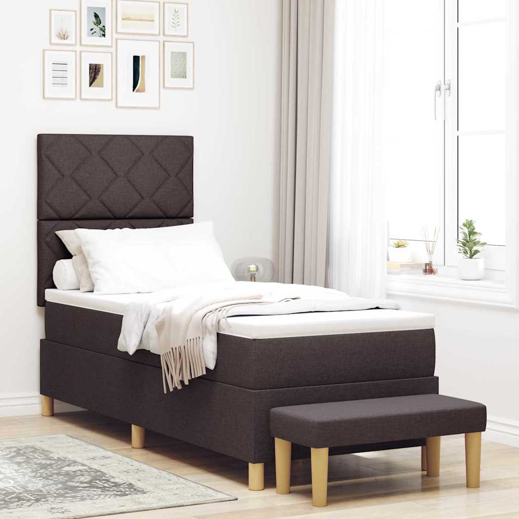 Box Spring Bed with Headboard Dark Brown 200 x 80 cm Fabric