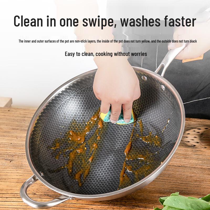 Yuzhuxun Double-Sided Honeycomb 316 Stainless Steel Wok