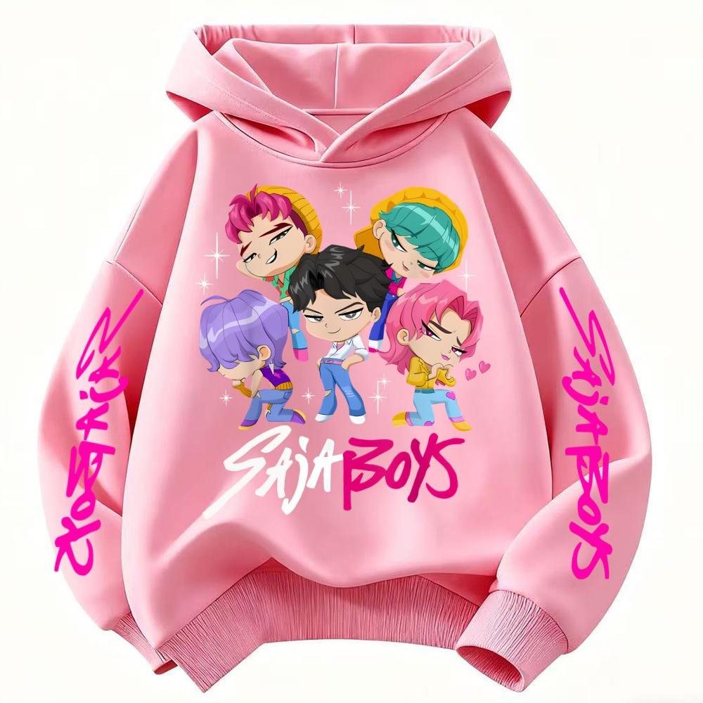 Children's Korean Wave Fashion Casual Tops KPop Demon Hunter Rumi Derpy Cartoon Girls Boy Hooded Sweatshirt Clothing