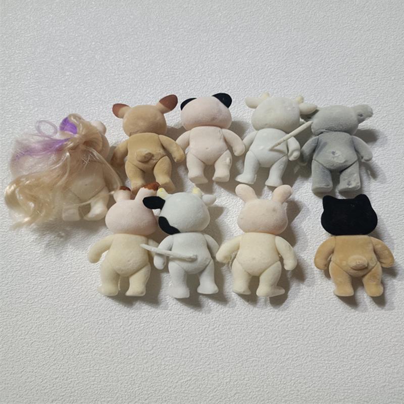 1Pc Forest Family Animal Figure Rabbit Bear Dog Flocked Shaggy Figurine Animal Model Toy For Kid Factory Defects