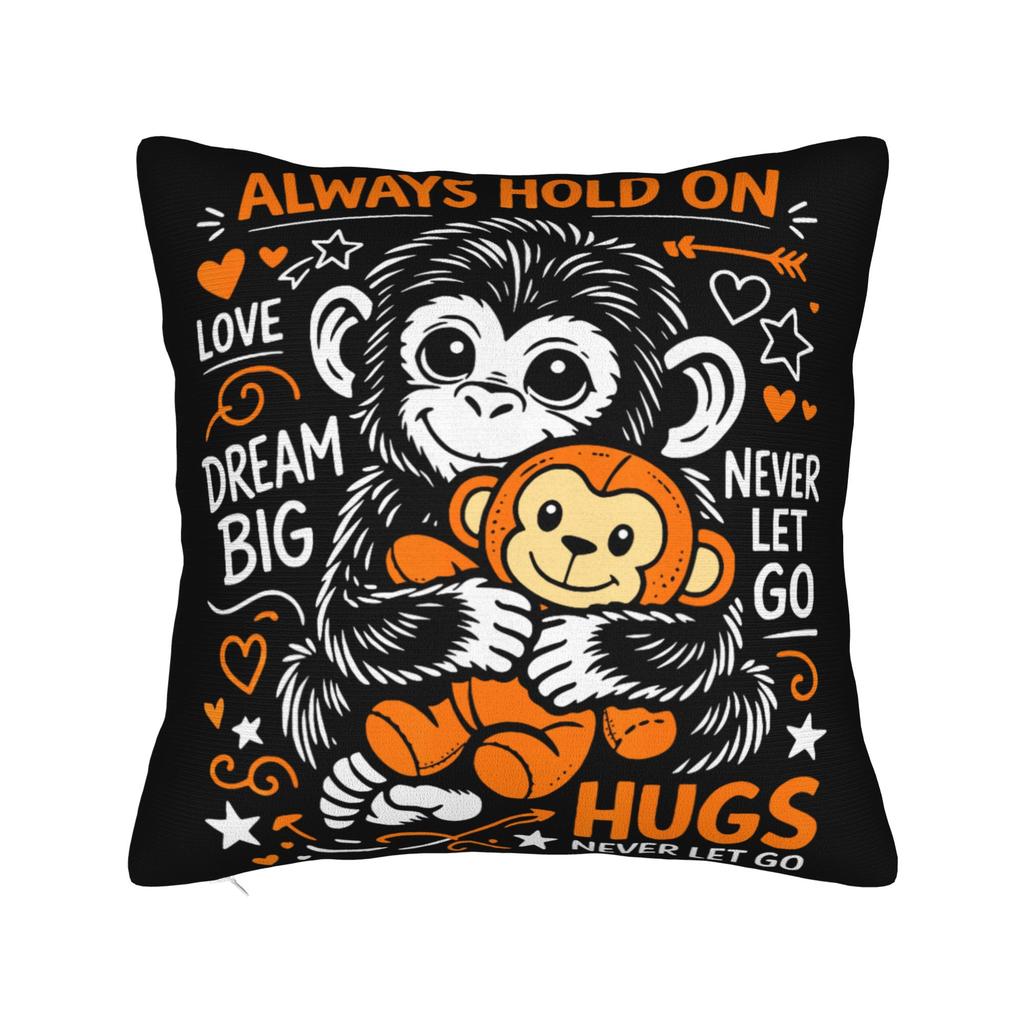 Team Punch Baby Monkey Punch Pillow Cover Novelty Pillow Case For Chair Sofa Home Decor Soft Cushion Cover Gift