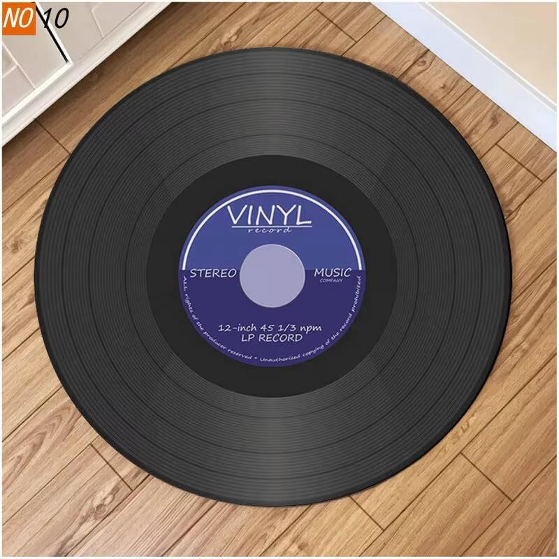 CD Musical Round Carpet Living Room Decoration Teenager Mat Anti Slip Chair Cushion Round Rugs for Bedroom Music Design Rug