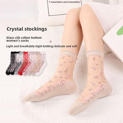 5 Paia di Calzini Sottili in Cotone Cristallo Nuovi da Donna per Primavera ed Estate