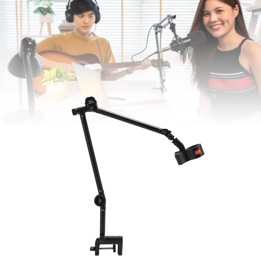 Asixxsix Microphone Arm Stand, 360 Degree Rotating Adjustable Heavy Duty Boom Arm, with 38 and 58 Inch Adapters for Condenser Dynamic Microphones,