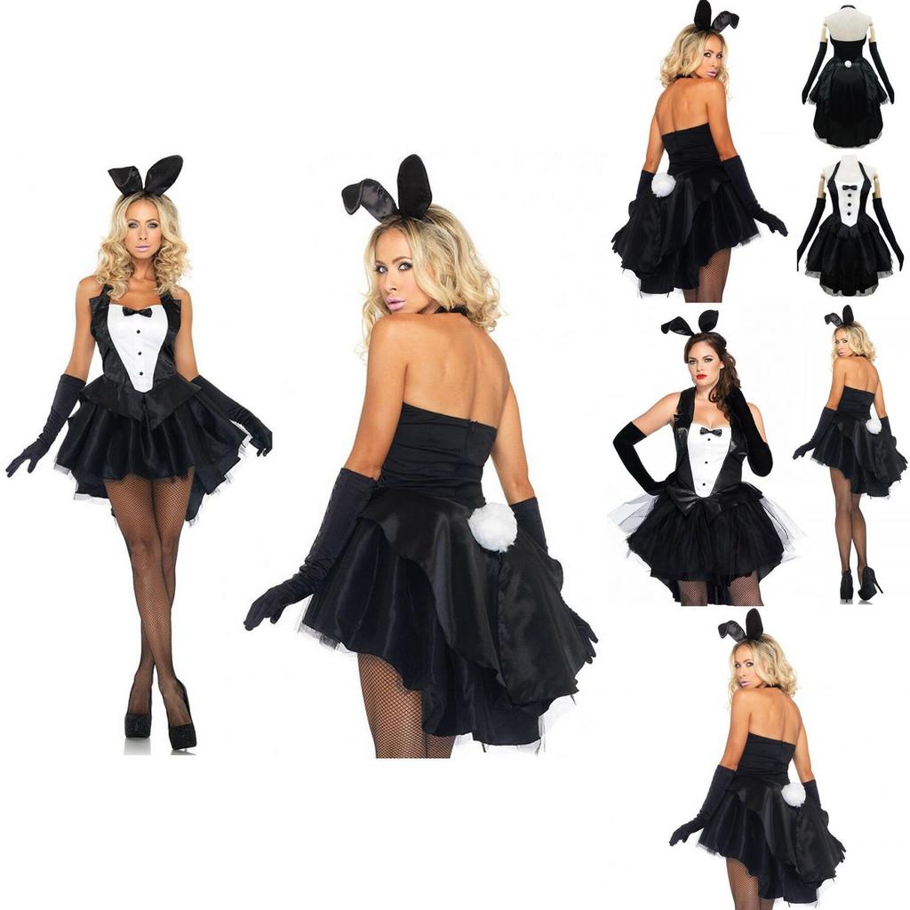 Elegant Backless Women's Bunny Rabbit Cosplay Tuxedo Halloween Outfit Fancy Dress