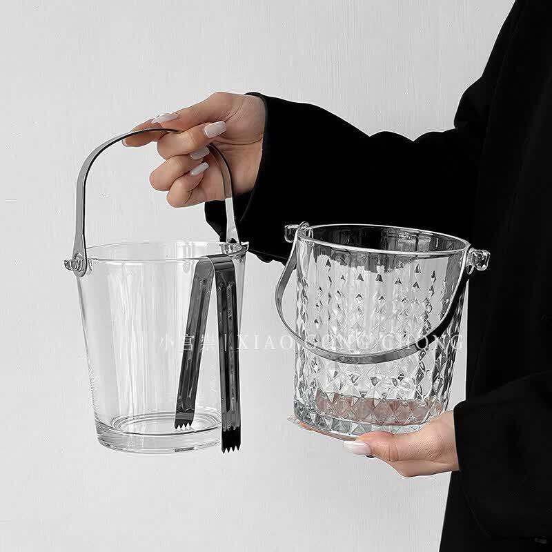 Portable Glass Ice Bucket with Tongs