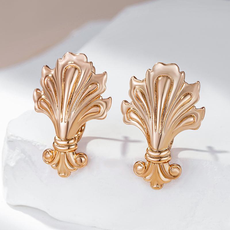 Fashion Glossy Dangle Earrings For Women Rose Gold Color Simple Ethnic Pattern High Quality Daily Fine Jewelry