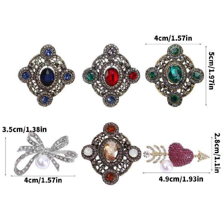 Lovely Bowknot Heart Oval Brooch With Rhinestones Detail, Chest Badge Accessory For Bridal Party And Cocktail Event