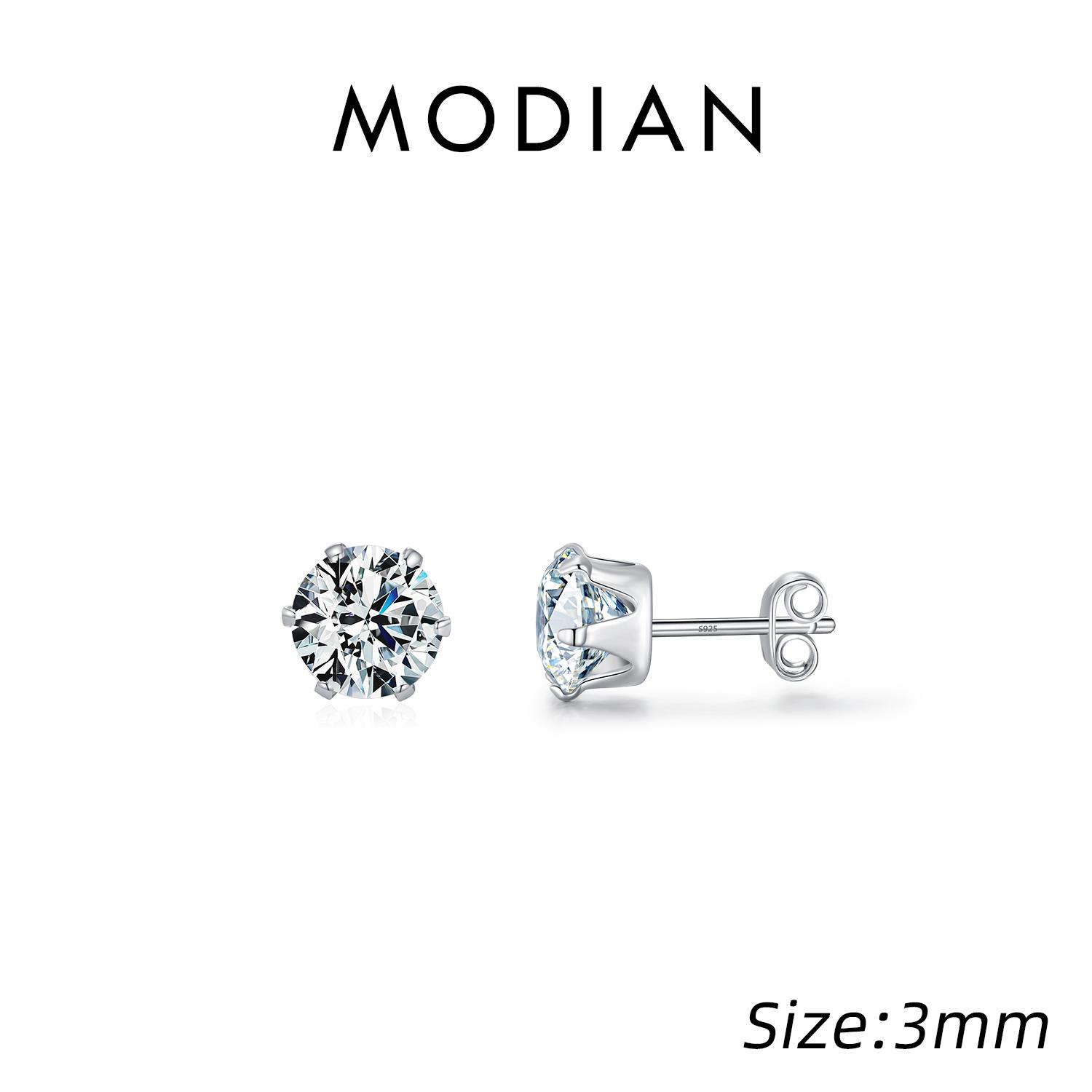 

925 Sterling Silver Basic Sparkling Round Stud Earrings Classic Crown Hypoallergenic Wedding Jewelry For Women