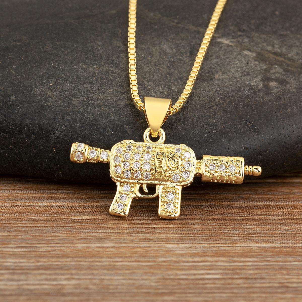 

Nidin New Arrival Punk Style Pistol Submachine Gun Rifle Pendant Necklace For Women Men Personality Jewelry DIY Charms Wholesale