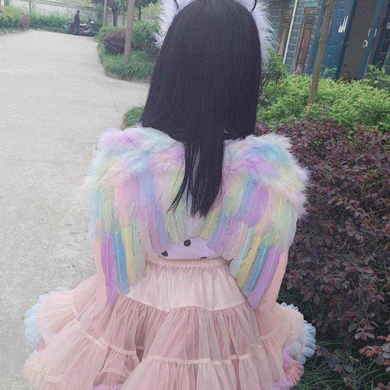 Angel Wings Feathers Wings Adjustable Srap Magic Wand Halloween Costume Wings for Women Girls Cosplay Prop Fairy Wings
