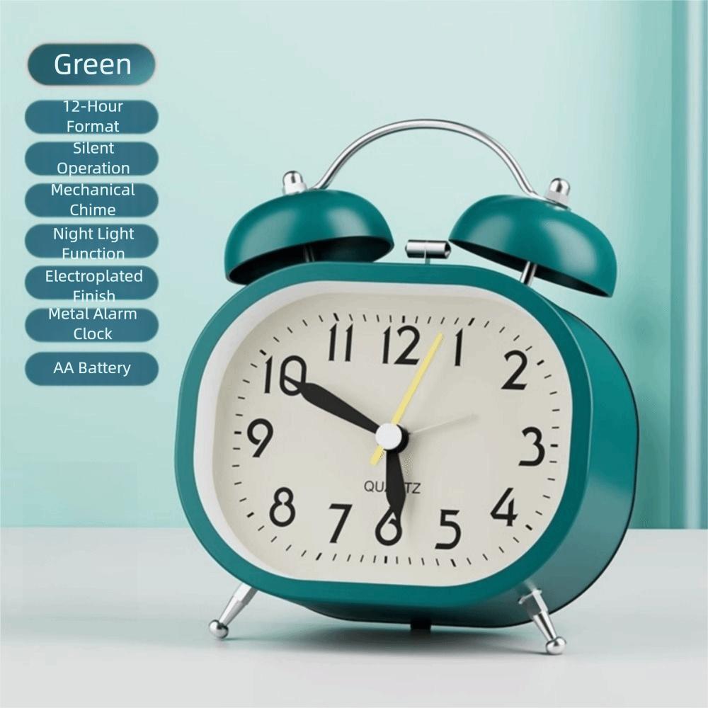 Silent Operation Metal Alarm Clock Loud Ringtone Mechanical Clock Bedside Wake-up Clock  Desktop