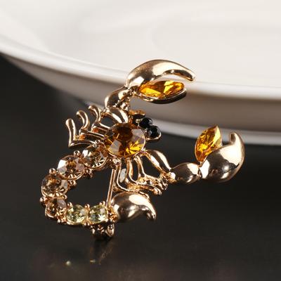 Women Fashion Animal Scorpion Crystal Rhinestone Scarf Brooch Pin Party Jewelry
