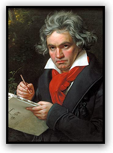 Portrait of Beethoven, framed poster, aoipro (black frame)