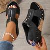 Women’s Studded Wedge Peep-Toe Platform Slide Sandals