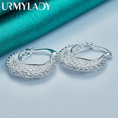 URMYLADY 925 Sterling Silver Hollow Moon Orecchini Clip per le orecchie per le donne Moda Matrimonio Fidanzamento Gioielli con ciondolo