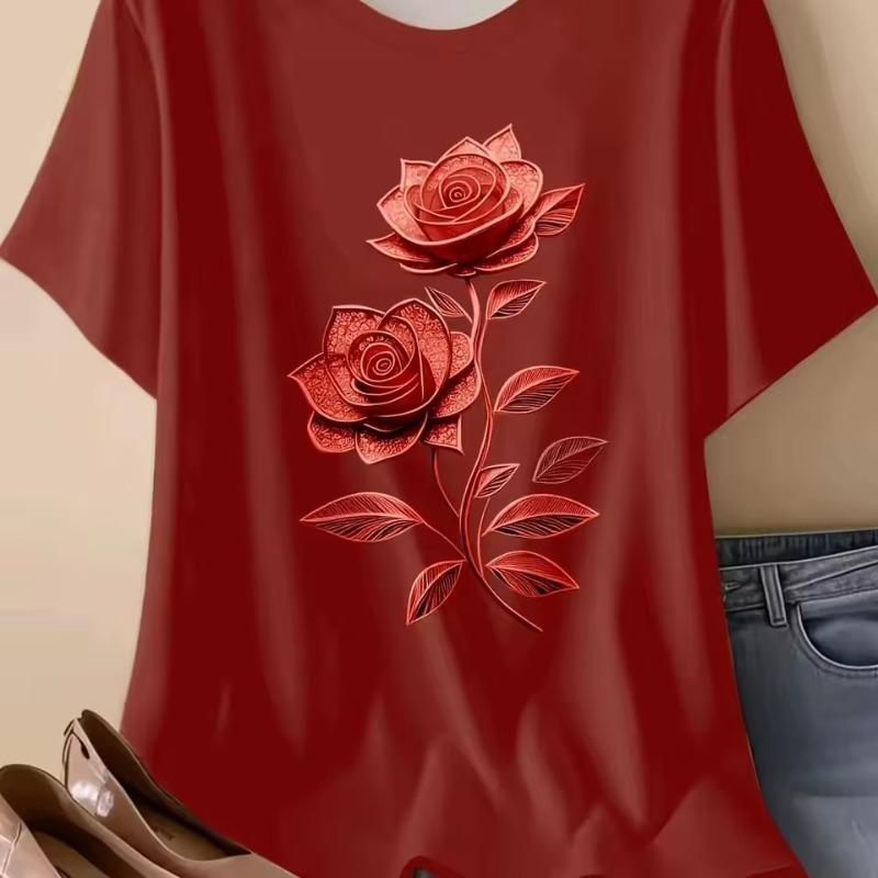 Damen Übergröße 3D-gedrucktes T-Shirt Elegant Lässig Rundhals Sommer Damen Lässiges T-Shirt Schnelltrocknend Atmungsaktiv