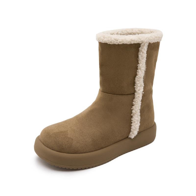 Retro Snow Boots Women's 2025 Winter New Velvet Thickened Warm Overalls Cotton Shoes Comfortable Soft-soled Martin Boots