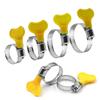 15 Pcs 8-38mm 7 Size Adjustable Yellow Plastic Handle Hand Twist Hose Clamps Worm Driving Stainless Steel Pipe Clips For Tube