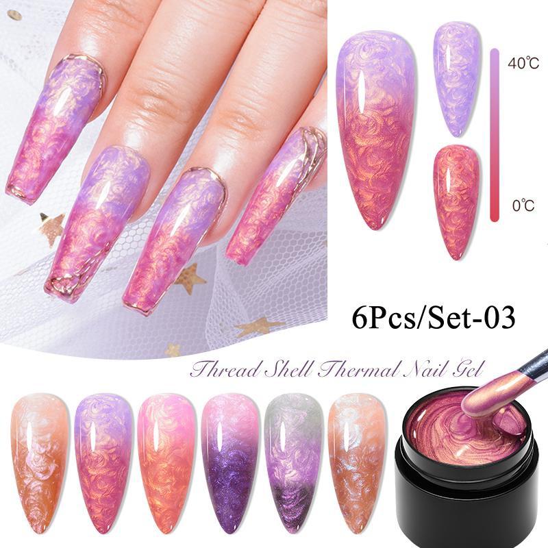 

MEET ACROSS 6 шт./компл. термогель для ногтей, изменяющий цвет при температуре, замачиваемый УФ/светодиодный гель-лак для ногтей, лак-гель, стойкий лак 6Pcs/set-03