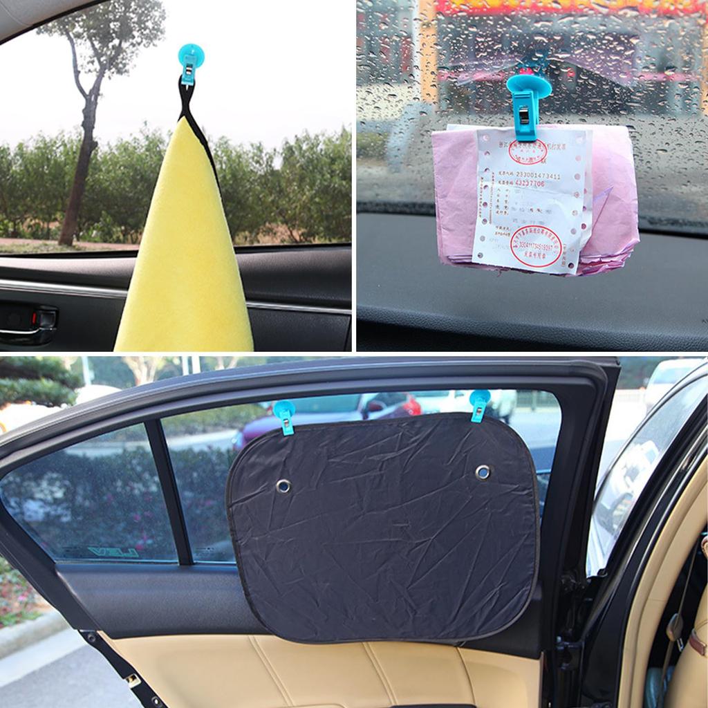 Car Suction Cup Clip Ticket Holder Car Bill Card Clamp with Advertising for Glasses Window Office Door (2 Pack, Blue)