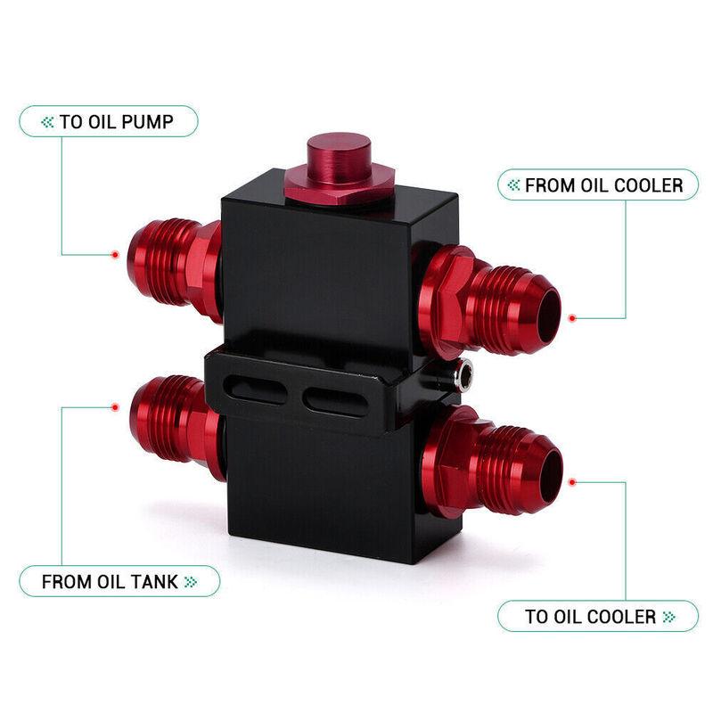 Billet Oil Filter Sandwich Plate Adaptor With In- Line Oil Thermostat Sandwich With Thermostat AN10 Fitting Adapter