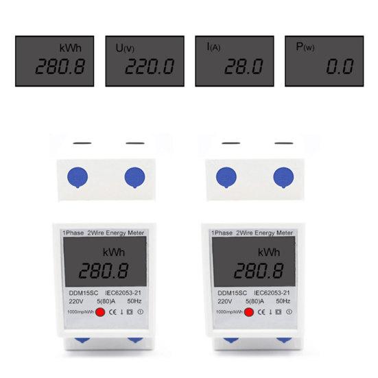 

DDM15SC 5-80A Однофазный 2P ЖК-дисплей Электронный измеритель мощности