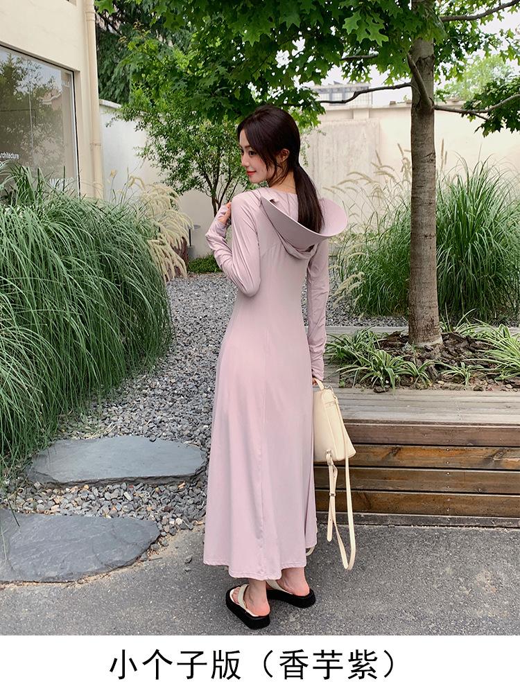 1011 Sommer Neu Lang Ganzkörper Sonnenschutzkleidung Damen Schwarz Schlank Super Lang Kleid UV-Schutz Sonnenschutzkleidung