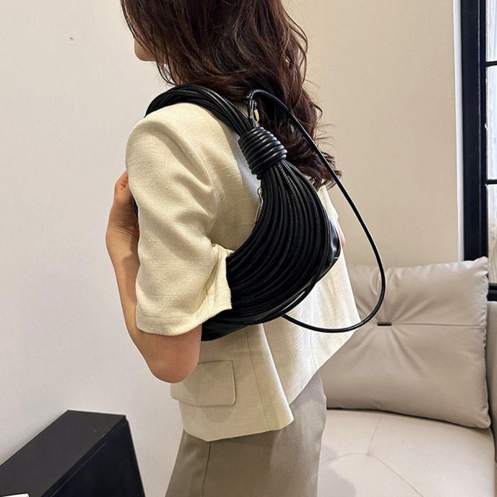 Rope Knotted INS Shoulder Bag Half-Moon Bag Fashion Underarm Bag Handwoven Noodle Bag  Women