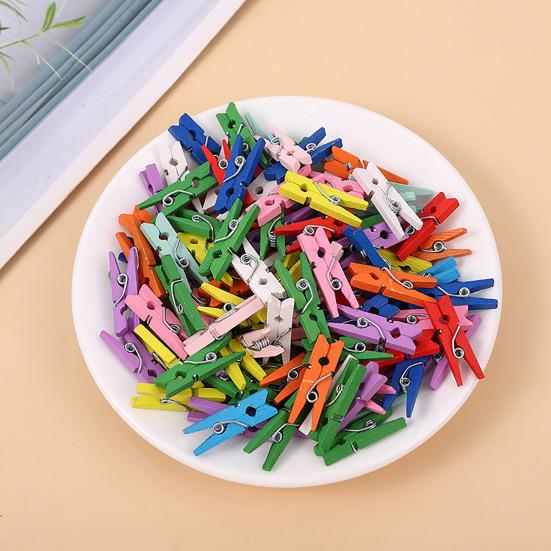 100Pcs Colored Clothes Pins Wooden Clothespins Smooth Edge Burr Free Strong Grip Heavy Duty Clothing Pins DIY Crafts Photo Clips