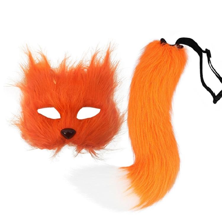 Cats Half Face Mask Foxes Mask Foxes Tail Animal Fancy Costume Animal Foxes Costumes Accessories for Halloween Cosplay