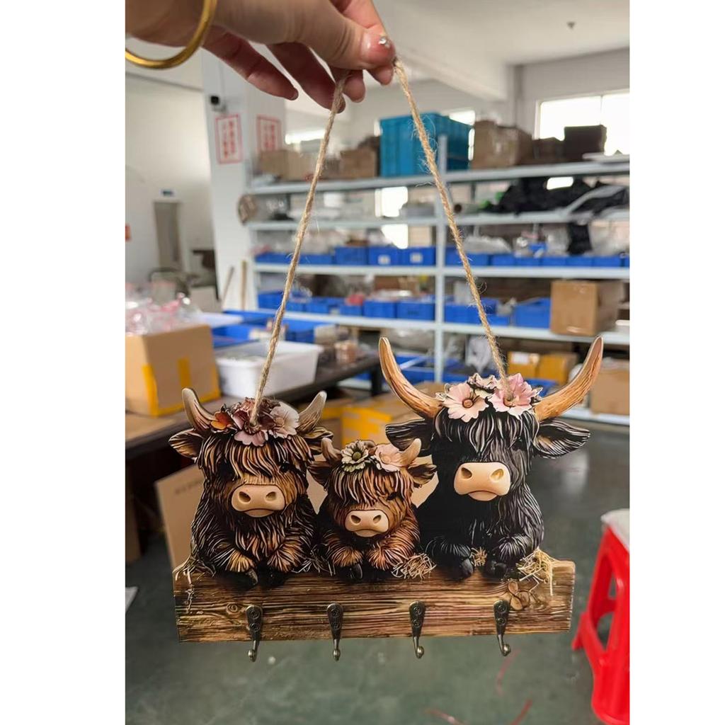 Kuh Ornamente Schlüsselhalter zur Wandmontage Tier Holz Handtuch Schlüsselhaken Kleiderhaken