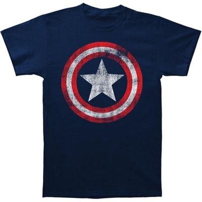 Captain America Unisex-Erwachsene Distressed Shield Baumwoll-T-Shirt