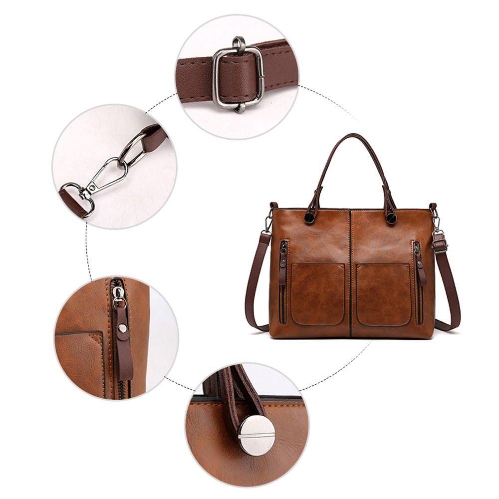 Torba na ramię z wieloma kieszeniami, torba crossbody ze skóry PU, vintage torba tote, kobiety