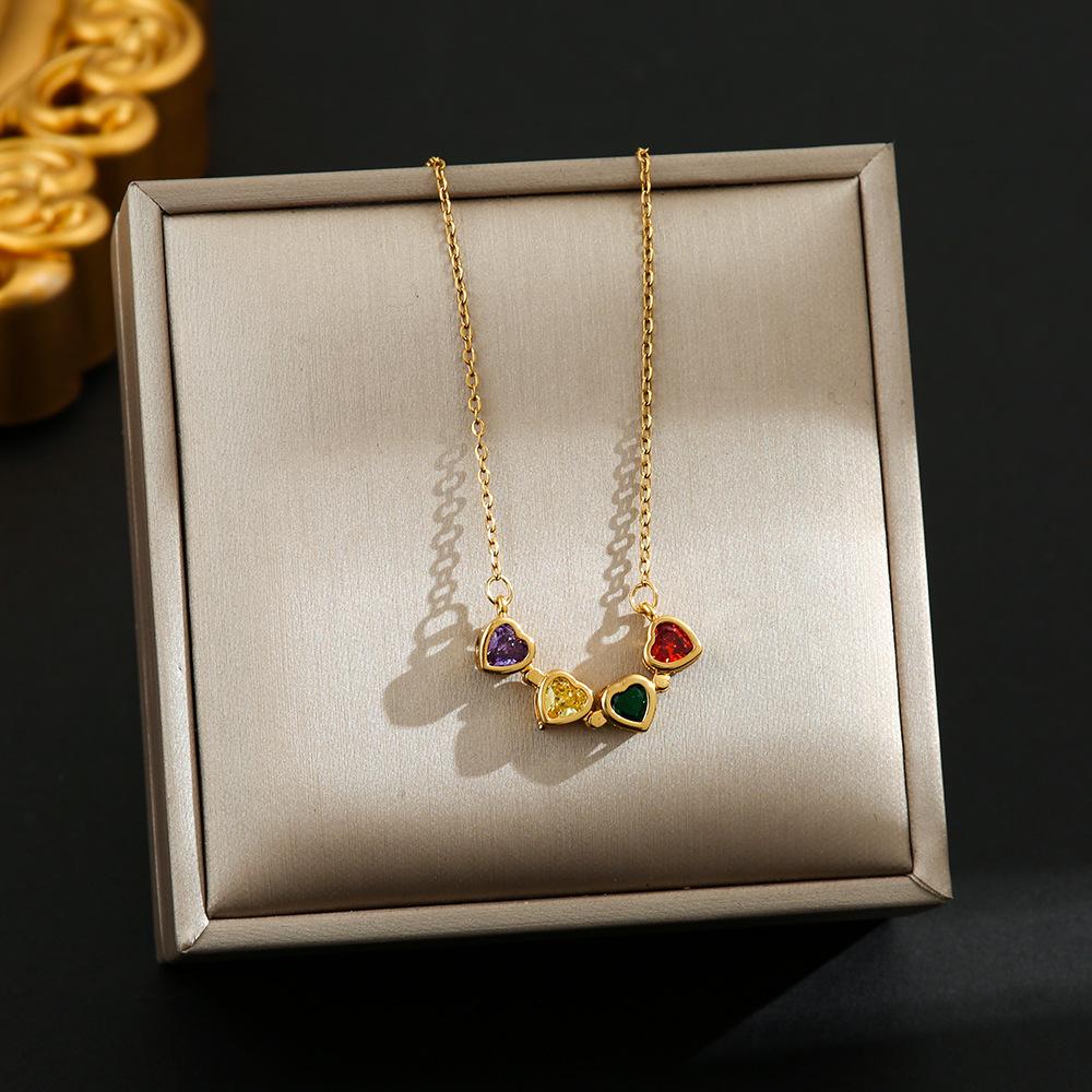 Japan and South Korea Simple Popular Wind Titanium Steel Necklace Female Niche Exquisite Internet Celebrity Zircon Clavicle Chain High-end Jewelry