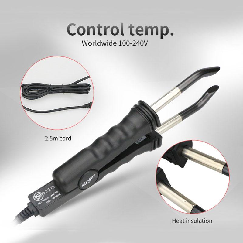 Żelazko do przedłużania włosów ze stałą temperaturą, łączenie keratynowe, zgrzewarka termiczna, narzędzia do stylizacji i pielęgnacji włosów, kolor różowy i czarny