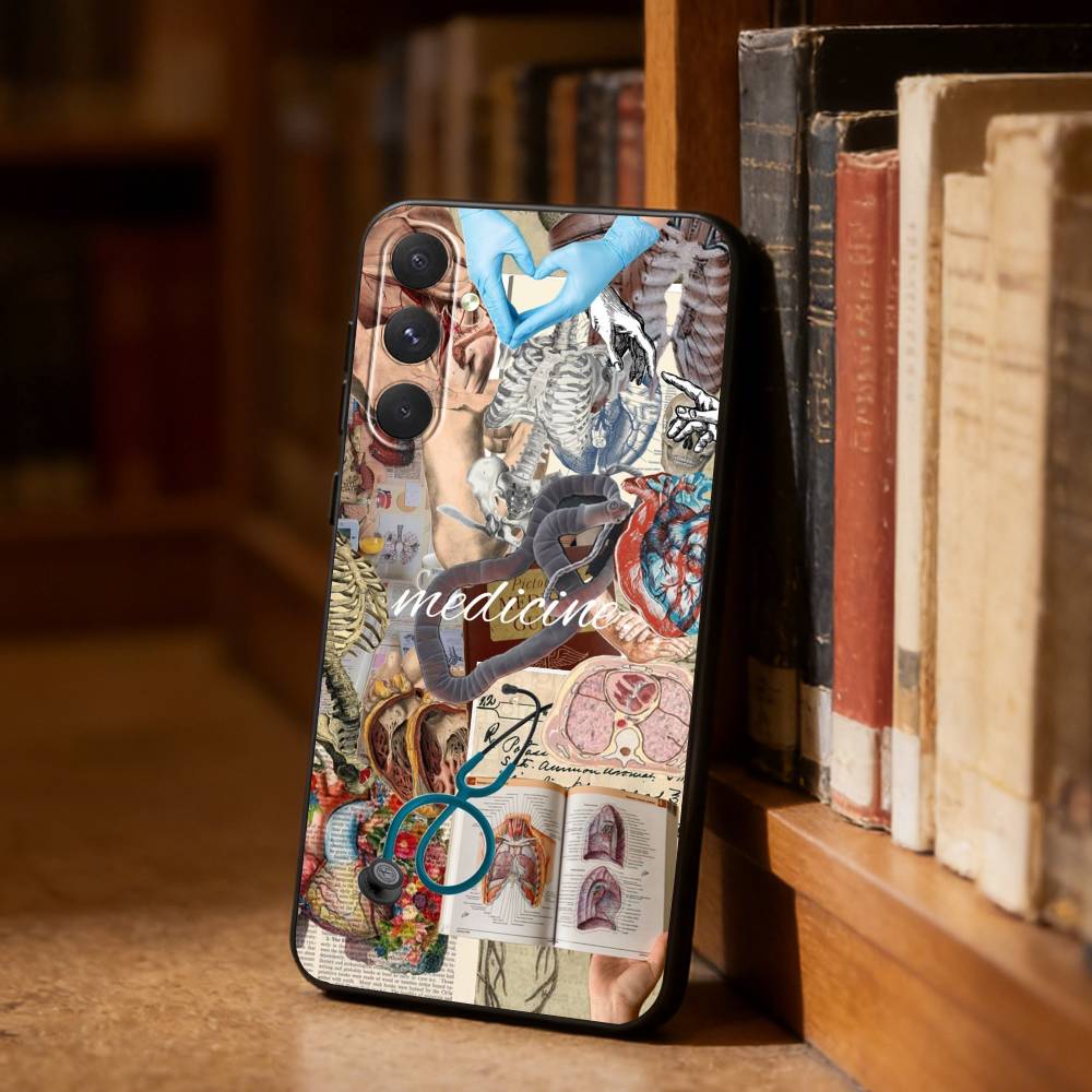 Medical Art Medicine Collage  Phone Case For Samsung S26,S25,S24,S23,S22,S21,Ultra,Plus,FE Black Soft Cover