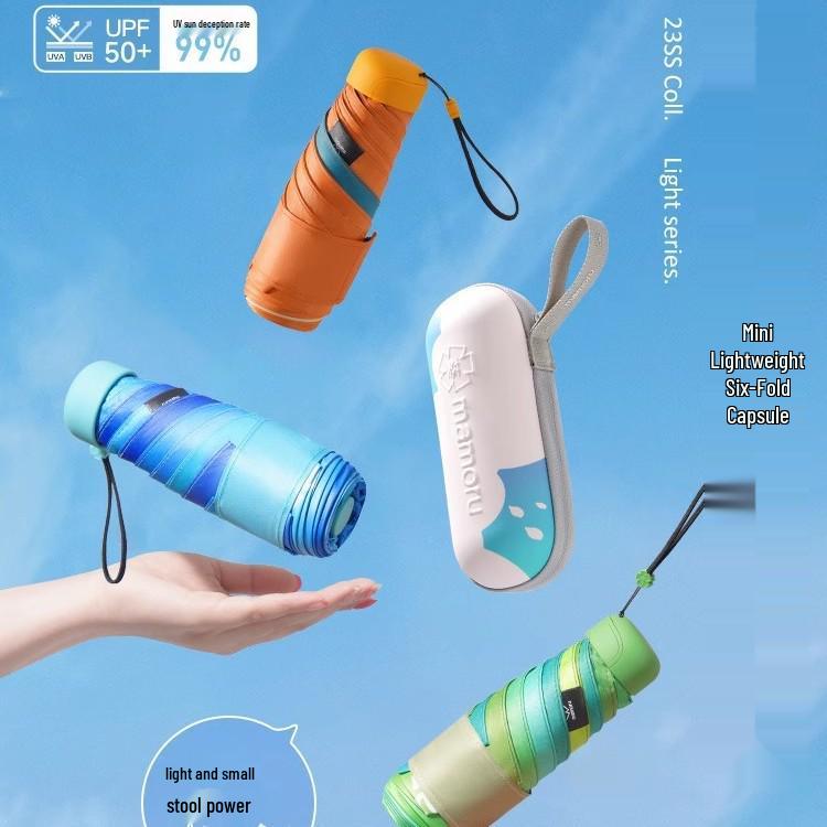 Mamoru Sunflower Ultralight Compact Sun & Rain Umbrella - Portable Sunscreen Parasol