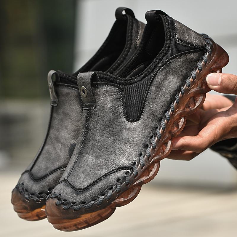 

Весна новая большая размерная уличная мужская обувь мягкая подошва мягкая кожа повседневная кожаная обувь мужская обувь дышащая 46 чёрный