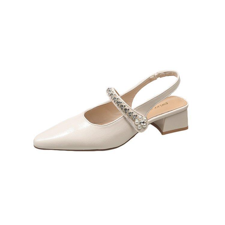 

Серебристые сандалии с закрытым носком, летние новинки, туфли Мэри Джейн, толстый каблук, острый высокий каблук, женские 40