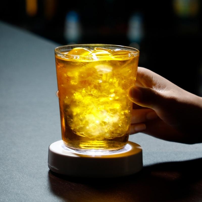 Colorful LED Light Cup Pad with USB Rechargeable Suitable for Exciting Visuals At Cocktails Event and Family Gatherings
