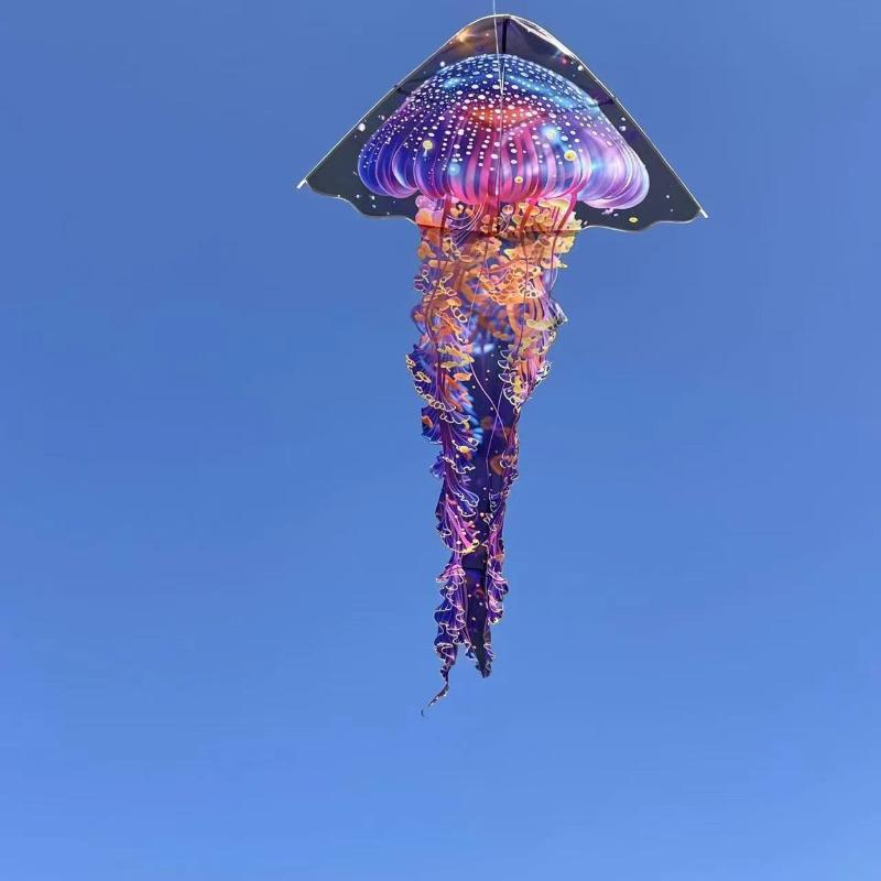 1 Set Colorful Kites Children'S Toys Professional Flying Fluorescent Jellyfish Kites For Adults Outdoor Games