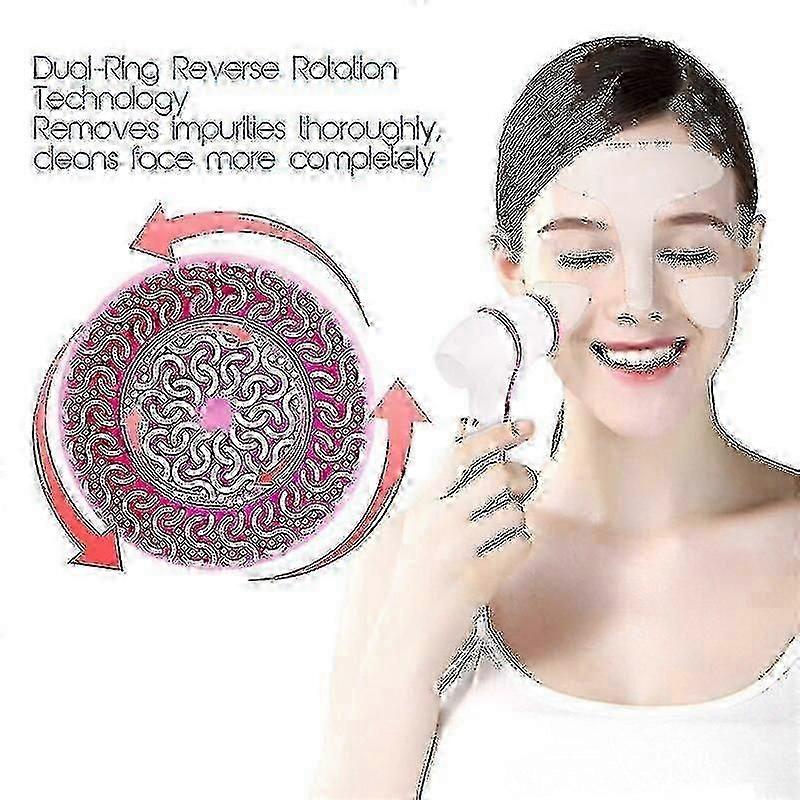 3 In 1 Electric Facial Cleansing Brush Silicone Rotating Face Brush Deep Cleaning Skin Peeling Massager Cleanser Exfoliation