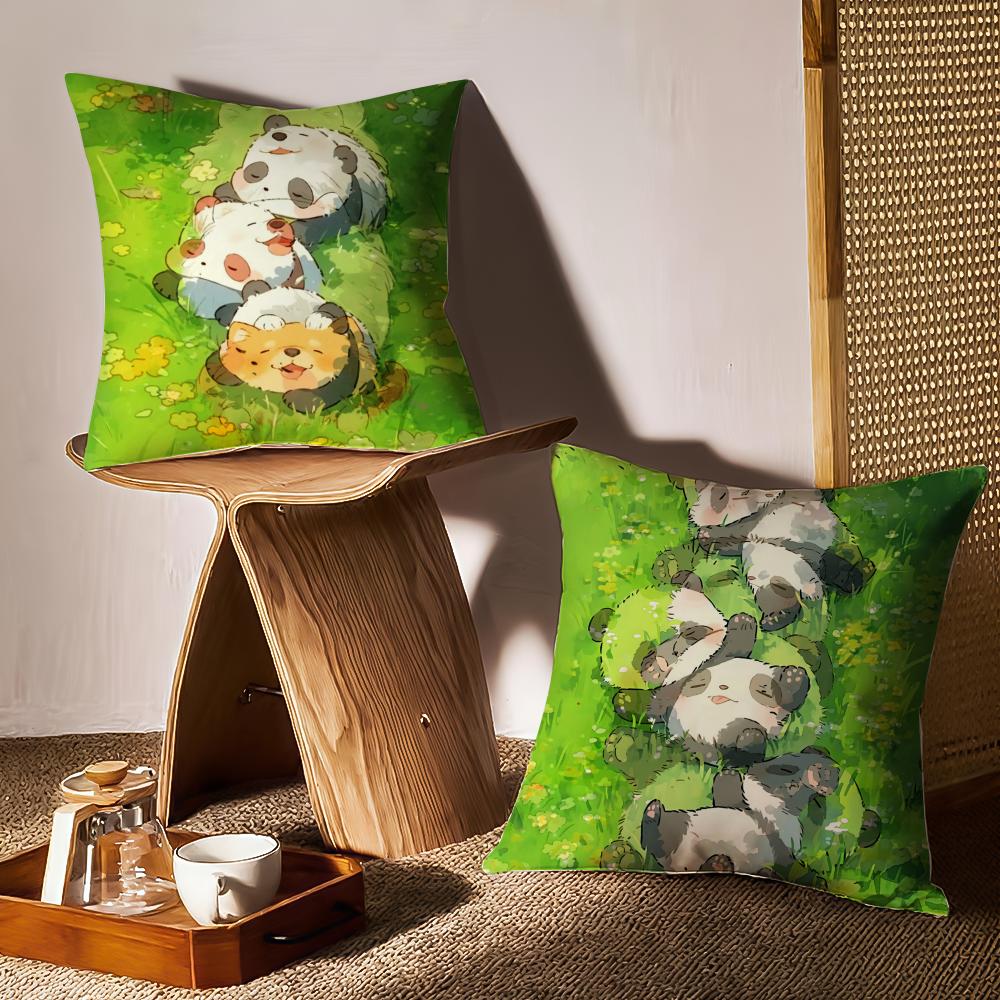 Cartoon Drawing Animal Cushion Cover Anti-dustmite Pillowcase Invisible Zipper Silky Short Plush Sofa Cushion Cover