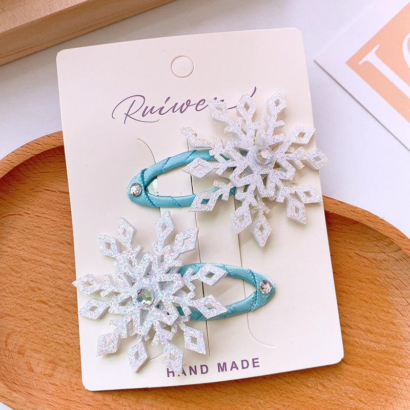 

2 шт. Новые заколки для волос в виде снежинок принцессы для девочек, красивые детские головные уборы, зажимы для волос, заколки-автоматы, аксессуары для волос